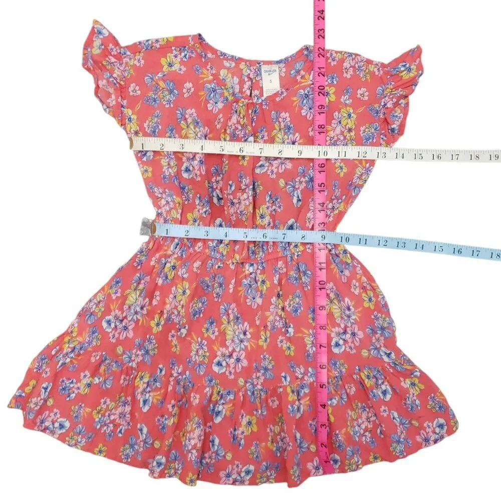 Girls OshKosh B'gosh Casual Dress Size 5 Pink Floral